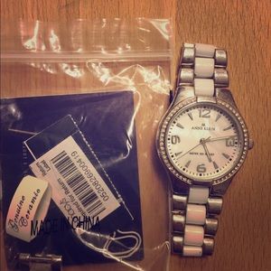 Anne Klein Silver and Ceramic Watch